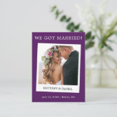 Carte Postale Caméra instantanée Mariage photo Faire-part violet (Debout devant)
