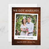 Carte Postale Caméra instantanée Photo Mariage en bois Faire-par (Devant / Derrière)