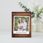 Carte Postale Caméra instantanée Photo Mariage en bois Faire-par (Debout devant)