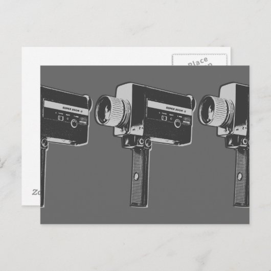 Carte Postale Caméra vidéo Pop Art Super 8 (Devant / Derrière)