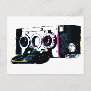 Carte Postale Caméra Vintage CMYK Photo Pop Art