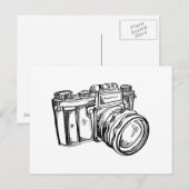 Carte postale Caméra vintage - noir et blanc (Devant / Derrière)