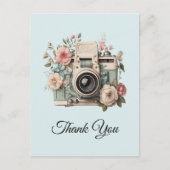 Carte Postale Camera with Flowers Retro Pastel Image Thank You (Devant)