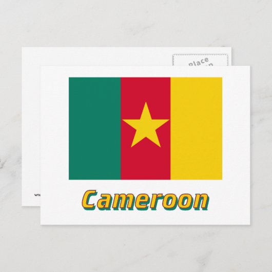 Carte Postale Cameroun Drapeau avec nom (Devant / Derrière)