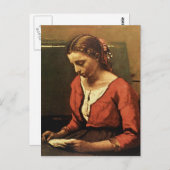 Carte Postale Camille Corot- Fille lisant (Devant / Derrière)