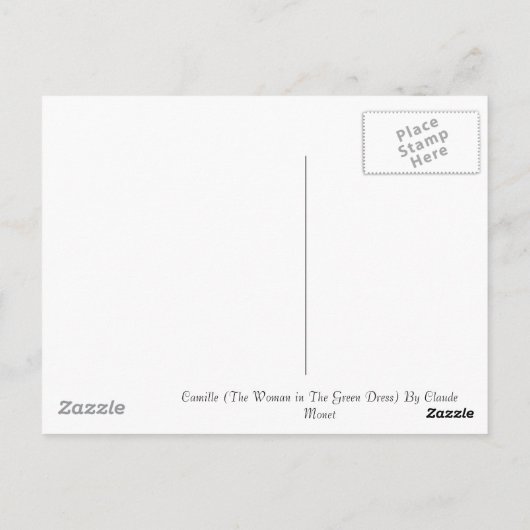 Carte Postale Camille (Femme en robe verte) par Claude Monet (Dos)
