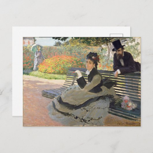 Carte Postale Camille Monet sur un banc Claude Monet (Devant / Derrière)