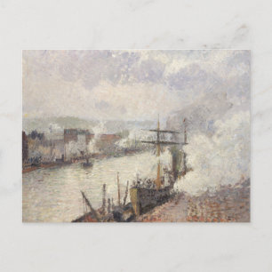 Carte Postale Camille Pissarro - Bateaux à vapeur dans le Port d