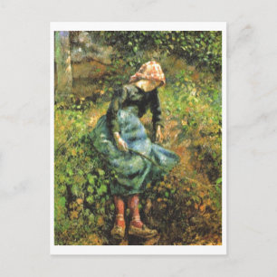 Carte Postale Camille Pissarro - Fille Paysanne w. Huile Stick 1