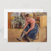 Carte Postale Camille Pissarro - Une femme qui met sur ses bas (Devant / Derrière)