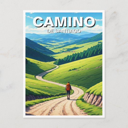 Carte Postale Camino de Santiago Hiker Randonnée (Devant)