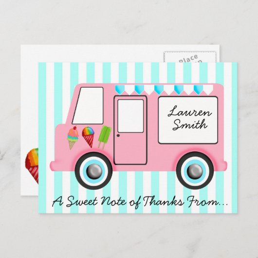 Carte Postale Camion à glace (Devant / Derrière)