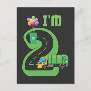Carte Postale Camion à ordures de 2 ans 2e anniversaire