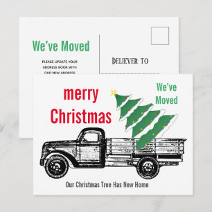 Carte Postale Camion Arbre de Noël Nous avons déménagé Faire-par