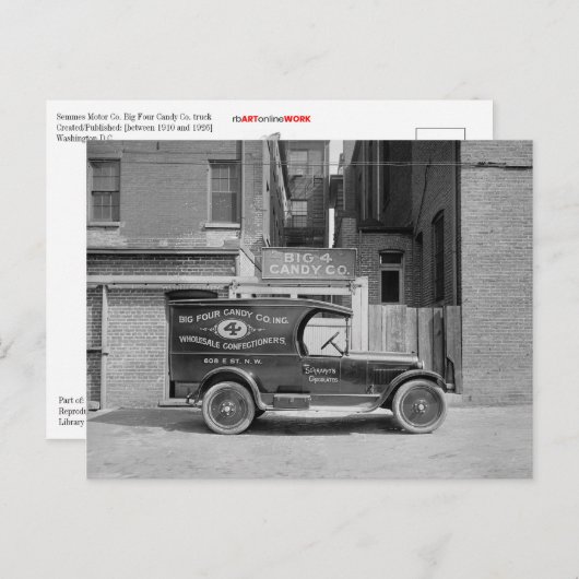 Carte Postale Camion Big Four Candy Co. (Devant / Derrière)