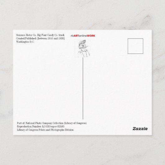 Carte Postale Camion Big Four Candy Co. (Dos)