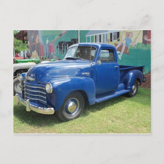 Carte Postale Camion bleu antique (Devant)