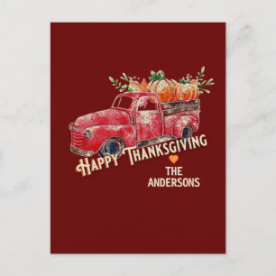 Carte Postale Camion Citrouille Vintage bon thanksgiving