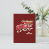 Carte Postale Camion Citrouille Vintage bon thanksgiving (Debout devant)