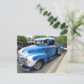 Carte Postale Camion Customisé bleu (Debout devant)