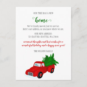 Carte Postale Camion d'arbre de Noël Nous avons déménagé Holiday