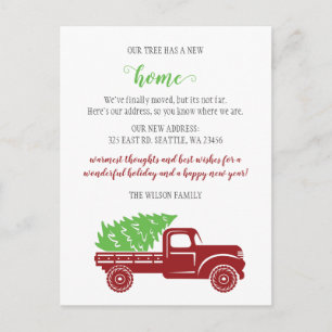 Carte Postale Camion d'arbre de Noël Nous avons déménagé pour le