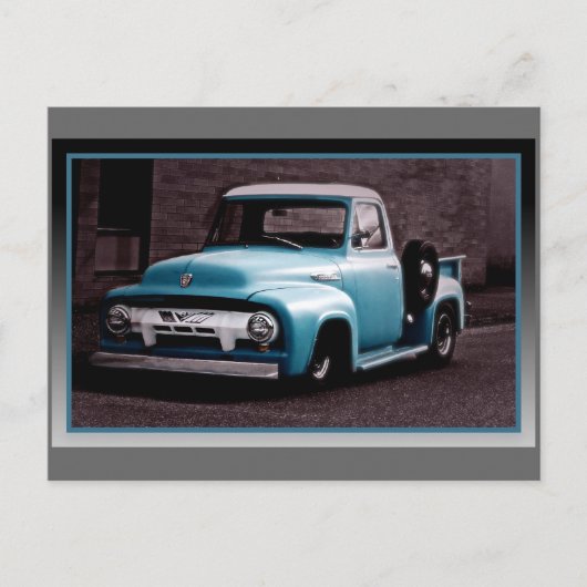 Carte Postale Camion de collecte bleu vintage (Devant)