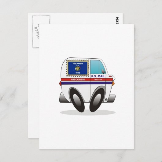 Carte Postale Camion de courrier WISCONSIN (Devant / Derrière)