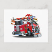 Carte Postale Camion de feu de Noël de dessin animé (Devant)