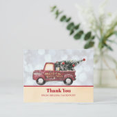 Carte Postale Camion de livraison de Noël avec Merci d'arbre de  (Debout devant)