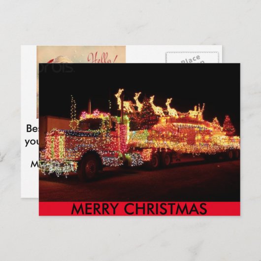Carte postale Camion de Noël (Devant / Derrière)