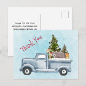 Carte Postale Camion de Noël avec de mignons animaux Merci (Devant / Derrière)