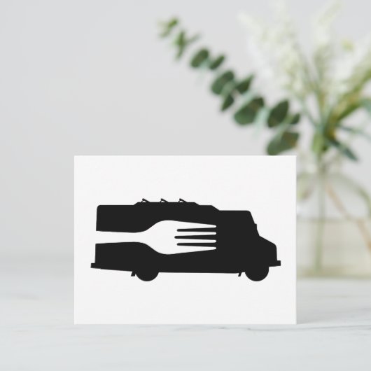 Carte Postale Camion de nourriture : Côté/fourchette (Debout devant)