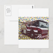Carte Postale Camion de pompiers (Devant / Derrière)