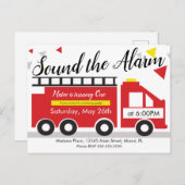 Carte Postale Camion de pompiers mignon véhicule confettis 1er a (Devant / Derrière)