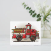 Carte postale Camion de pompiers volontaires (Debout devant)