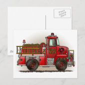 Carte postale Camion de pompiers volontaires (Devant / Derrière)