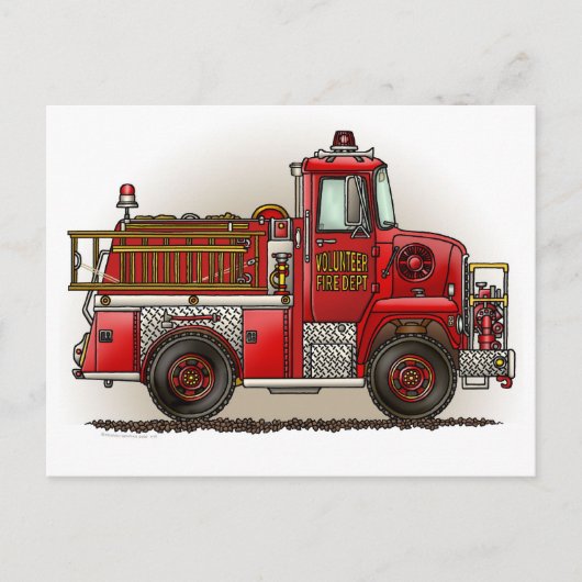 Carte postale Camion de pompiers volontaires (Devant)
