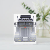 Carte Postale Camion de remorque semi-noir avec phares (Debout devant)