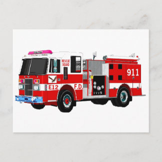 CARTE POSTALE CAMION D'INCENDIE
