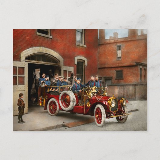 Carte Postale Camion d'incendie - L'escadron volant 1911 (Devant)