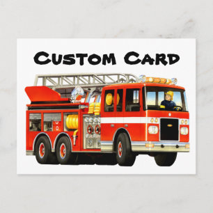 Carte Postale Camion d'incendie personnalisé pour enfant