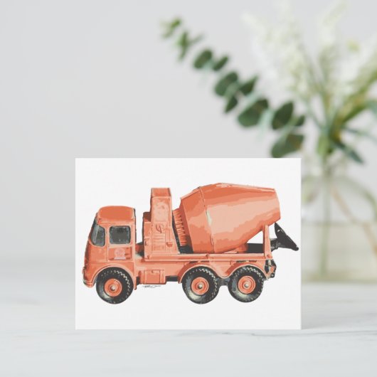 Carte Postale Camion en béton orange ciment (Debout devant)