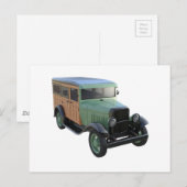 Carte Postale Camion en bois vert classique (Devant / Derrière)