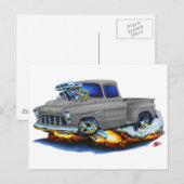 Carte Postale Camion Gris de cueillette en cuir Chevy 1955 (Devant / Derrière)