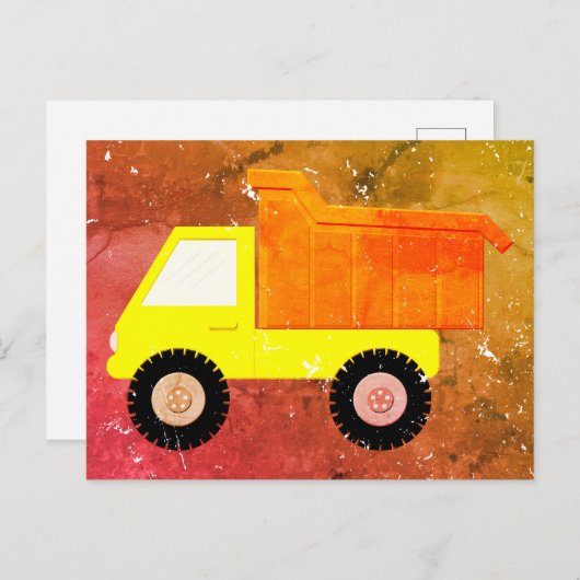 Carte Postale Camion Jaune Distressed (Devant / Derrière)
