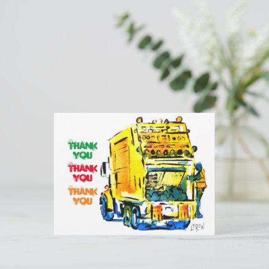 Carte Postale Camion jaune garbage #130704 (Debout devant)