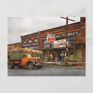 Carte Postale Camion - L'épicerie de la ville 1939