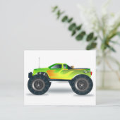 Carte Postale Camion Monster Vert avec Flammes Peint Sur Le Côté (Debout devant)