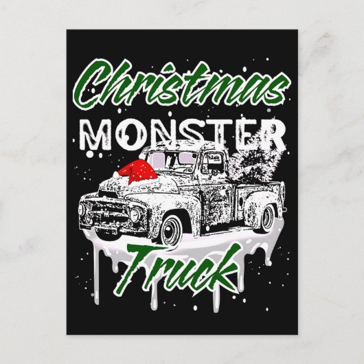 Carte Postale Camion Monstre de Noël Cool (Devant)